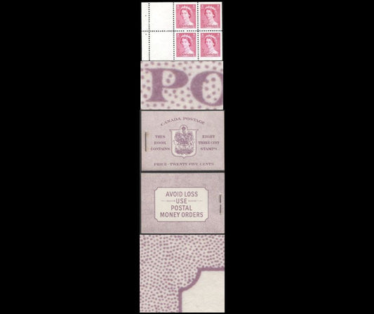 Canada #BK46EIIeEii 1953-1954 Karsh Issue, Complete 25¢ English Booklet, Horizontal Ribbed Paper, Type II Covers, Harris Front Cover IIe, Back Cover Type Eii, No Rate Page
