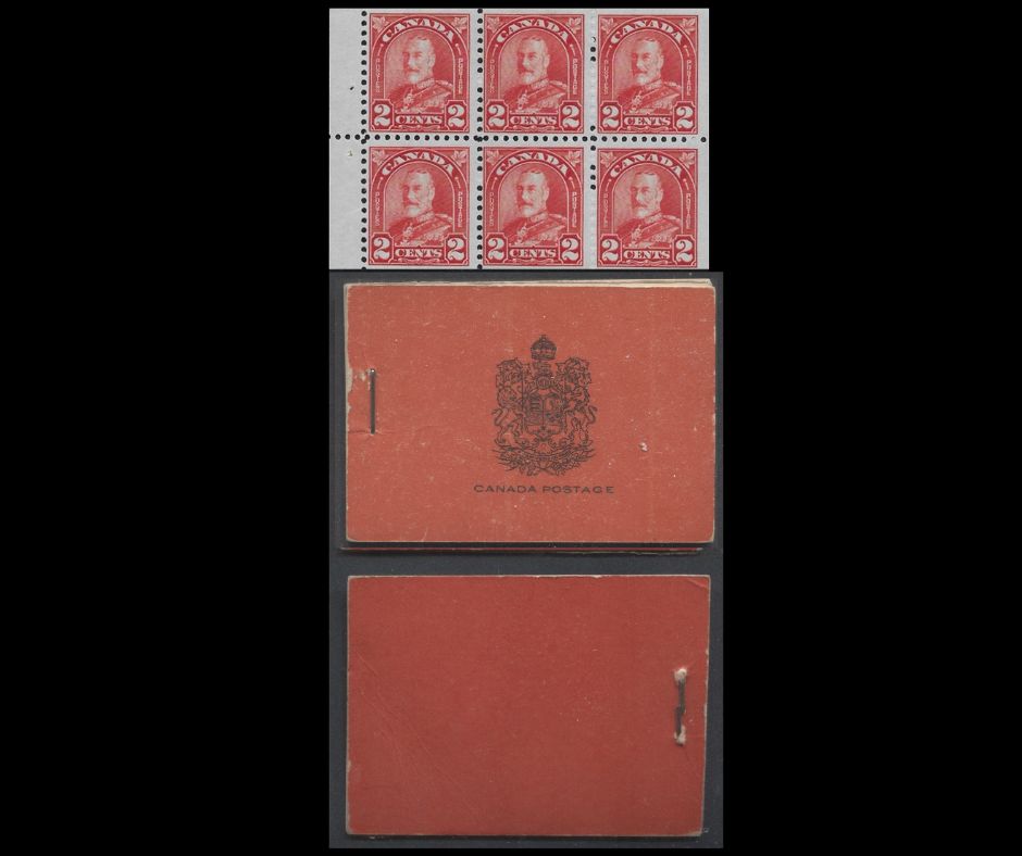 Lot 129 Canada #BK16 25c Deep Red King George V, 1930-1931 Arch/Leaf Issue, A FNH Booklet With Two Panes Of 6 of the 2c Red Die 1