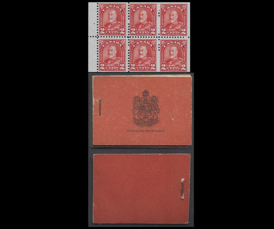 Lot 129 Canada #BK16 25c Deep Red King George V, 1930-1931 Arch/Leaf Issue, A FNH Booklet With Two Panes Of 6 of the 2c Red Die 1