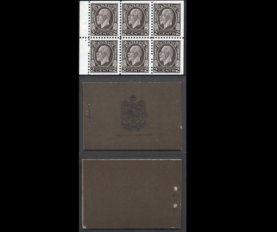 Lot 80 Canada #BK21b 25c Black Brown King George V, 1932 Medallion Issue, A FNH Booklet With 2 Panes Of 6, Type 2 Slogans on Inside Cover