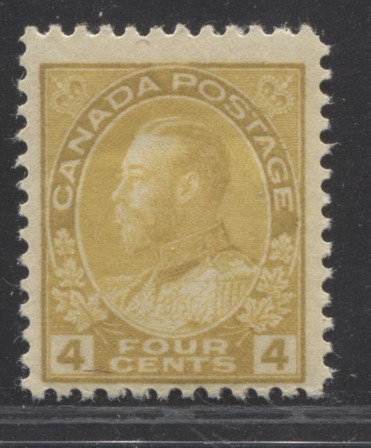 Canada #110c 4c Golden Yellow King George V, 1911-1928 Admiral Issue,  A Fine NH Example of the Wet Printing