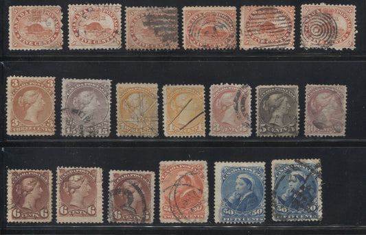 Canada #15/47 1859-64 Cents Issue - 1870-1897 Small Queen Issue - A Meaty Lot of Slightly Damaged but Relatively Attractive Stamps