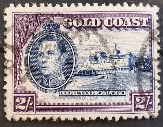 Lot 97 Gold Coast SC#125a 2/- Dark Violet & Deep Blue 1938-1941 King George VI Christiansbor Castle Definitives, A VF Used Example, Click on Listing to See ALL Pictures