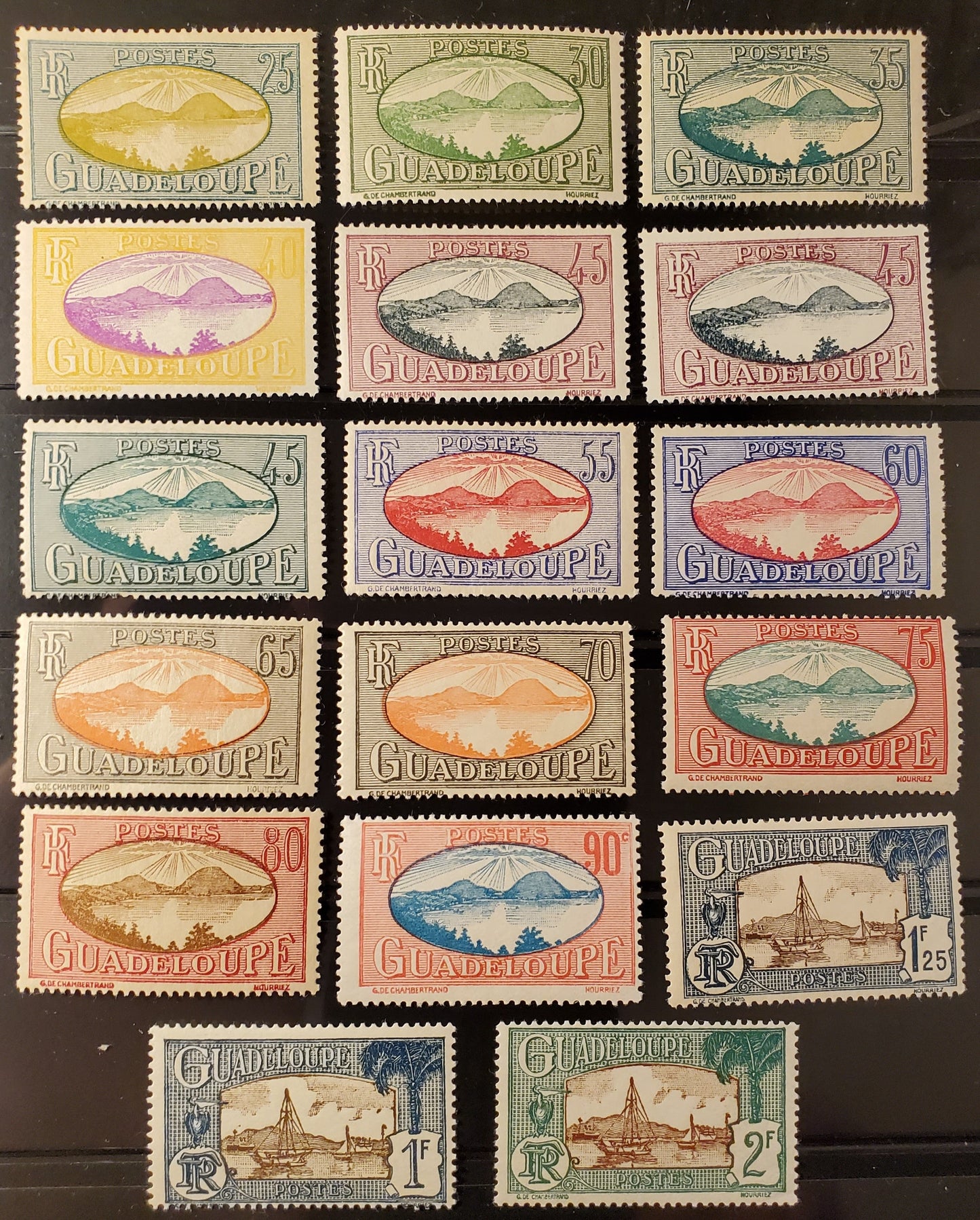 Lot 362 Guadeloupe SC#96/131 1928-1940 Pictorial Keyplate Definitives, A F/VFOG Range Of Singles, 2017 Scott Cat. $21.45 USD, Click on Listing to See ALL Pictures