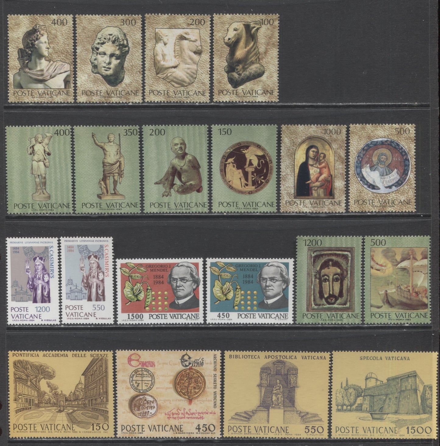 Lot 73 Vatican City SC#719a/736 1983-1984 Commemoratives & Definitives, 20 VFNH Singles, Click on Listing to See ALL Pictures, 2017 Scott Cat.. $13 USD