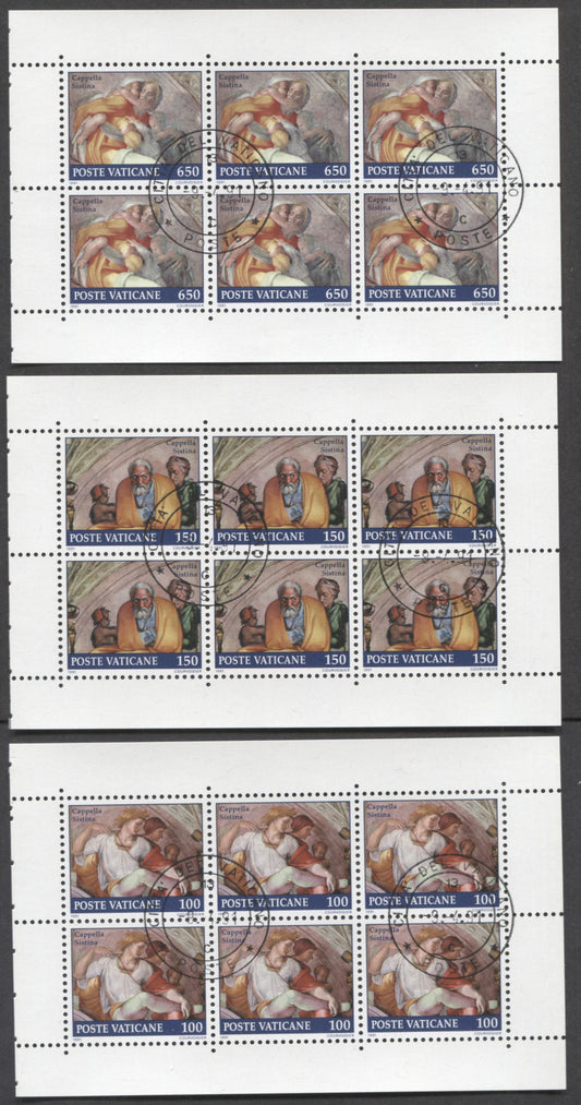 Lot 88 Vatican City SC#871a-877a 1991 Definitives, 3 Very Fine Used Booklet Panes Of 6, Click on Listing to See ALL Pictures, 2017 Scott Cat.. $7.5 USD
