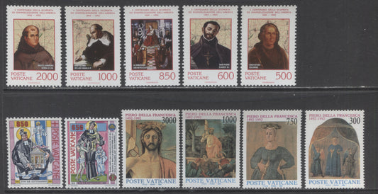 Lot 91 Vatican City SC#898/909 1992 Commemoratives, 11 VFNH Singles, Click on Listing to See ALL Pictures, 2017 Scott Cat.. $16.95 USD