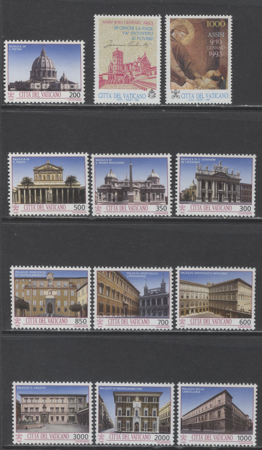 Lot 93 Vatican City SC#916-926 1993 Commemoratives & Definitives, 12 VFNH Singles, Click on Listing to See ALL Pictures, 2017 Scott Cat.. $14.25 USD
