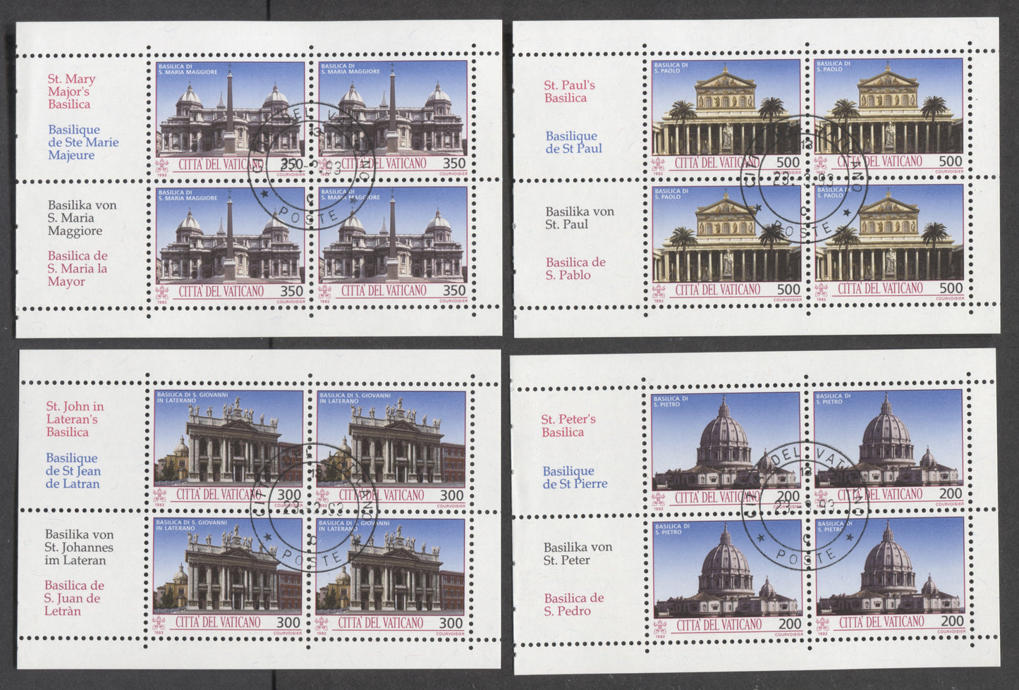 Lot 94 Vatican City SC#917a/984a 1993-1995 Commemoratives, 8 Very Fine Used Booklet Panes Of 3 & 4, Click on Listing to See ALL Pictures, 2017 Scott Cat.. $14.95 USD