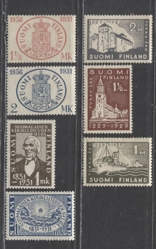 Lot 481 Finland SC#155/183 1929-1931 Commemoratives, 7 VFOG & NH Singles, 2022 Scott Classic Cat. $27.95 USD, Click on Listing to See ALL Pictures