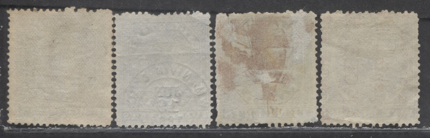 Lot 67 Canada #FB5, FB10-FB11, FB13 5c - 40c Blue Queen Victoria, 1864 First Bill Issue, 4 Very Good/Fine Used Singles, Perfs 12.5 & 12.5 x 13.5