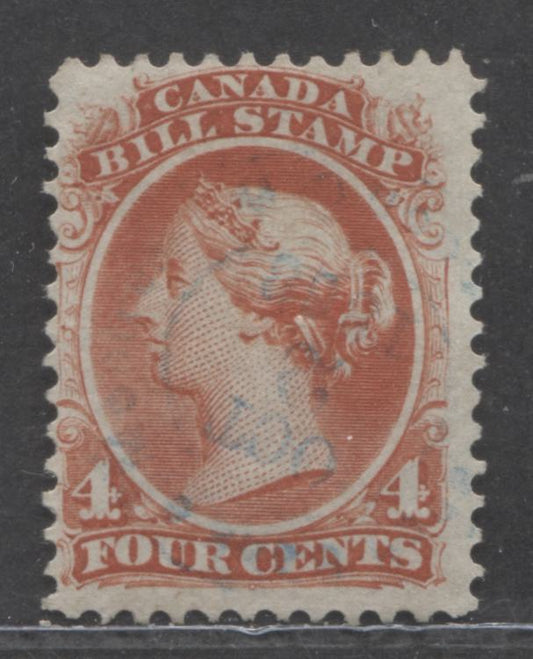 Lot 69 Canada #FB21 4c Carmine Queen Victoria, 1865 Second Bill Issue, A Fine Used Single