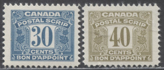Lot 93 Canada #FPS52-53 30c & 40c Blue & Olive, 1967 Third Postal Scrip Issue, 2 FNH Singles