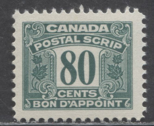 Lot 96 Canada #FPS57 80c Blue-Green, 1967 Third Postal Scrip Issue, A VFNH Single