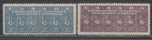 Lot 98 Canada #FU5-6 43c & 46c Blue & Violet, 1941 Unemployment Insurance Issue, 2 F/VFNH Singles