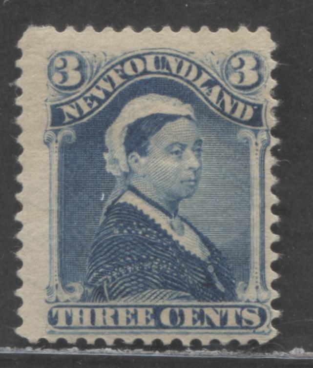 Lot 128 Newfoundland #49 3c Blue Queen Victoria, Third Cents Issue, A Fine OG Example