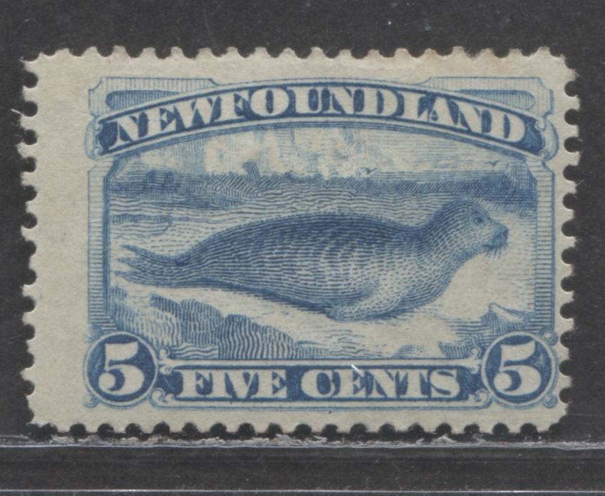 Lot 130 Newfoundland #55 5c Bright Blue Harp Seal, 1880-1896 Third Cent Issue, A FOG Single On Soft Vertical Wove Paper
