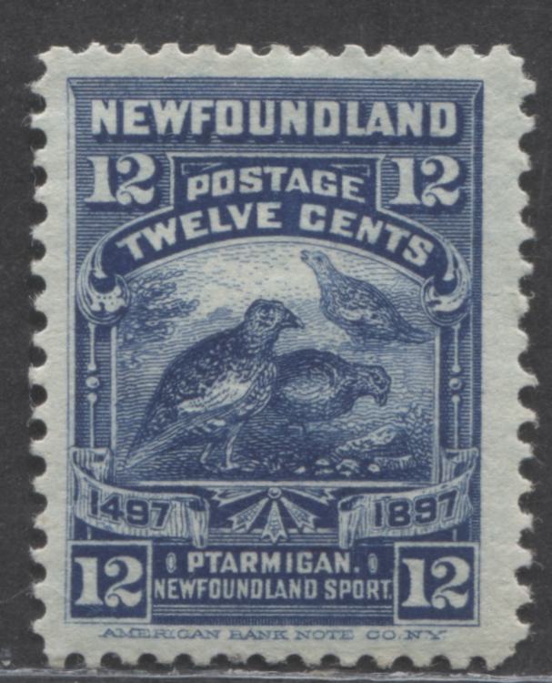 Lot 135 Newfoundland #69 12c Dark Blue Willow Ptarmigan, 1897 Cabot Issue, A VFOG Single