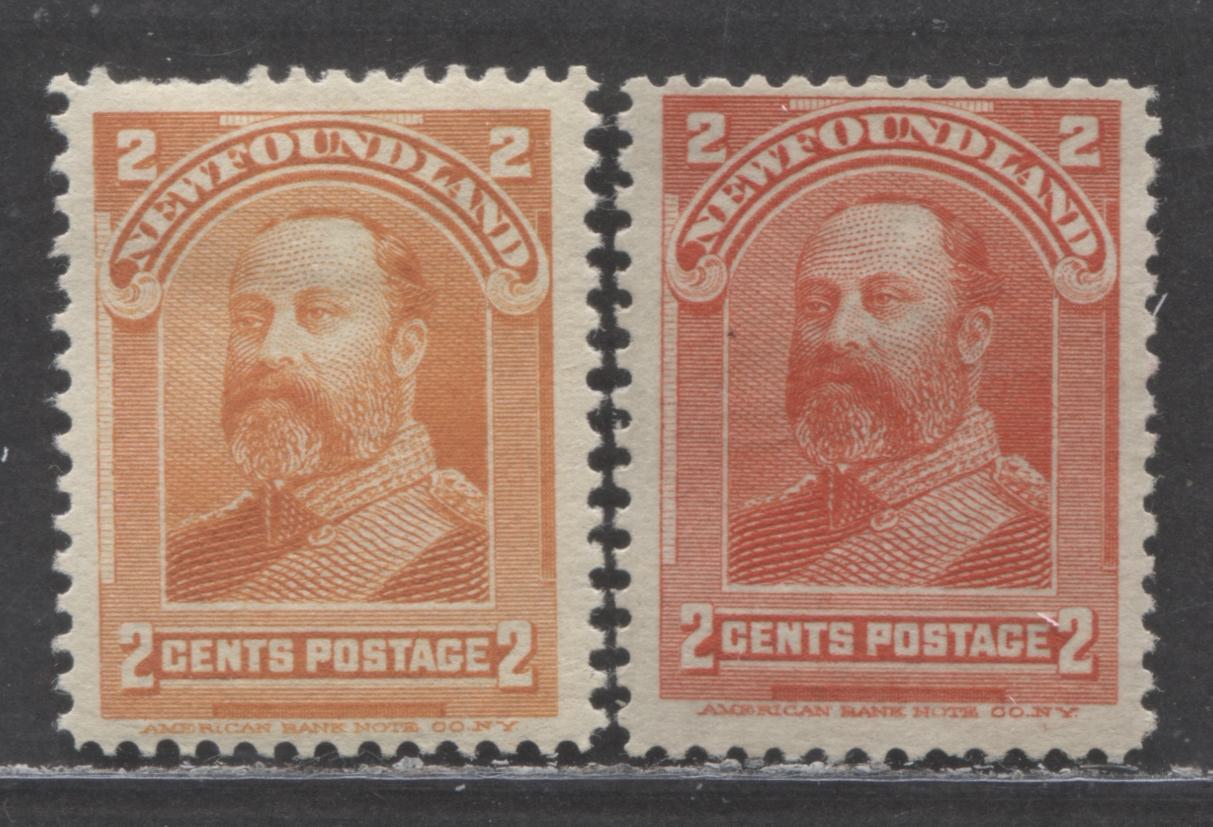 Lot 144 Newfoundland #81-82 2c Orange & Vermillion King Edward VIII, 1897-1901 Royal Family Issue, 2 FOG & Unused Singles