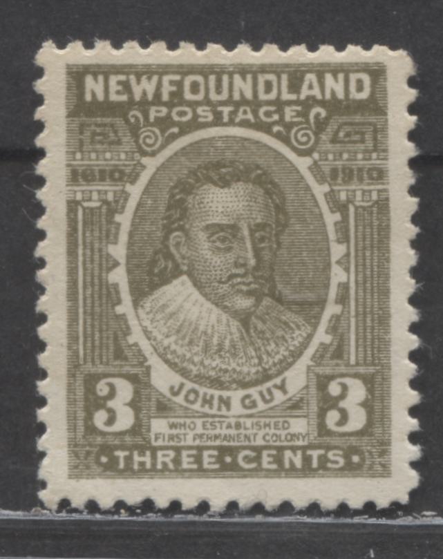 Lot 148 Newfoundland #89 3c Brown Olive John Guy, 1910 Lithographed John Guy Issue, A VFOG Single
