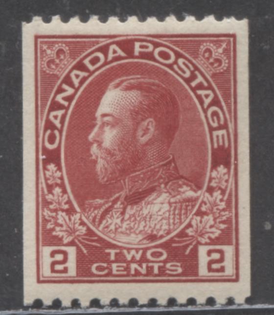 Lot 16 Canada #132 2c Carmine King George V, 1915-1924 Admiral Coil Issue, A VFNH Coil Single With A Retouched Frameline, Perf 12 Horizontally
