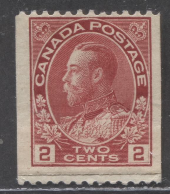 Lot 17 Canada #132iii 2c Carmine King George V, 1915-1924 Admiral Coil Issue, A FOG Paste-Up Single With A Retouched Frameline, Perf 12 Horizontally