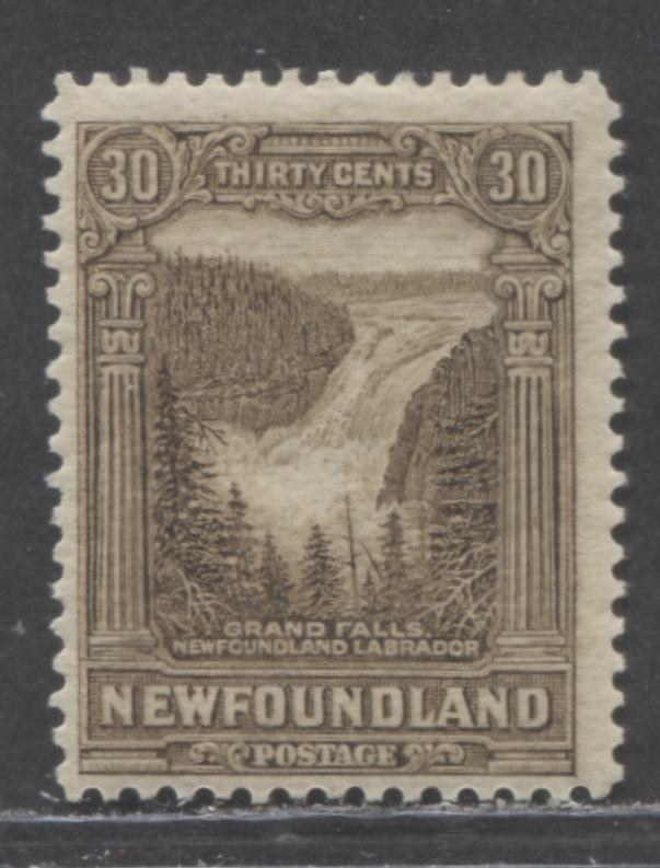 Lot 193 Newfoundland #159 30c Olive Brown Grand Falls, 1928 Pictorial Issue, A FOG Single, Line Perf 14