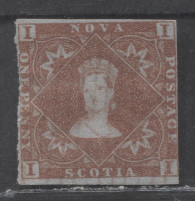 Lot 245 Nova Scotia #1 1d Red Brown Heraldry & Flowers, 1851-1857 Pence Issue, A Good Used Single