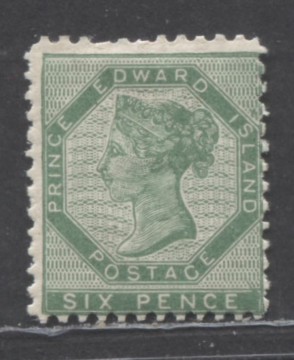 Lot 253 Prince Edward Island #7 6d Yellow Green Queen Vctoria, 1862-1865 2nd Pence Issue, A VGOG Single, Perf 11.5 x 12