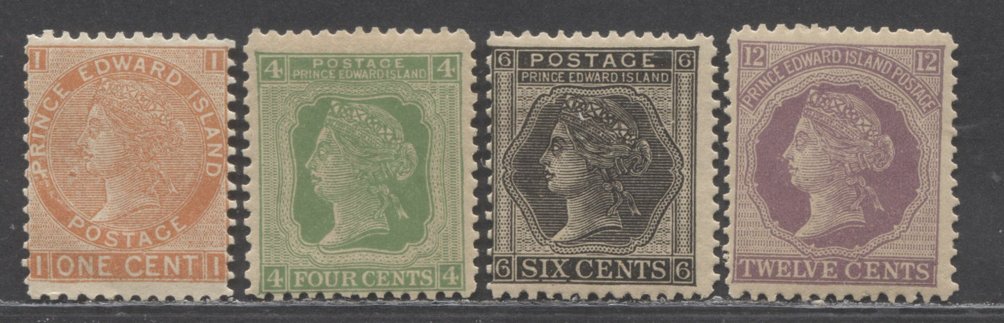 Lot 259 Prince Edward Island #11, 14-16 1c - 12c Brown Orange - Violet Queen Vctoria, 1872 Cents Issue, 4 FNH Singles