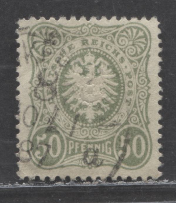 Lot 261 Germany SC#42d 50pf Pale Emerald Green 1860-1883 Arms Issue, A Very Fine Used Example, Click on Listing to See ALL Pictures, 2022 Scott Classic Cat. $40 USD