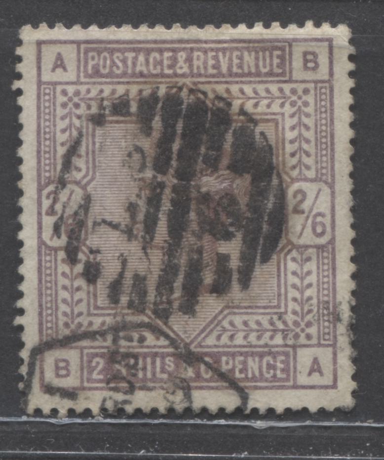 Lot 287 Great Britain SC#96 2/6 Pale Violet 1883 Queen Victoria Definitive, Heavy Cancel, A Very Good Used Example, Click on Listing to See ALL Pictures, Estimated Value $40 USD