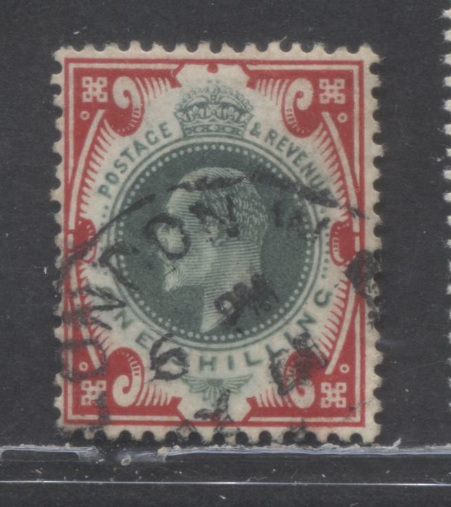 Lot 290 Great Britain SC#138d 1/- Green & Red 1902-1911 King Edward VII Definitive, On Chalky Paper, A Very Fine Used Example, Click on Listing to See ALL Pictures, 2022 Scott Classic Cat. $40 USD