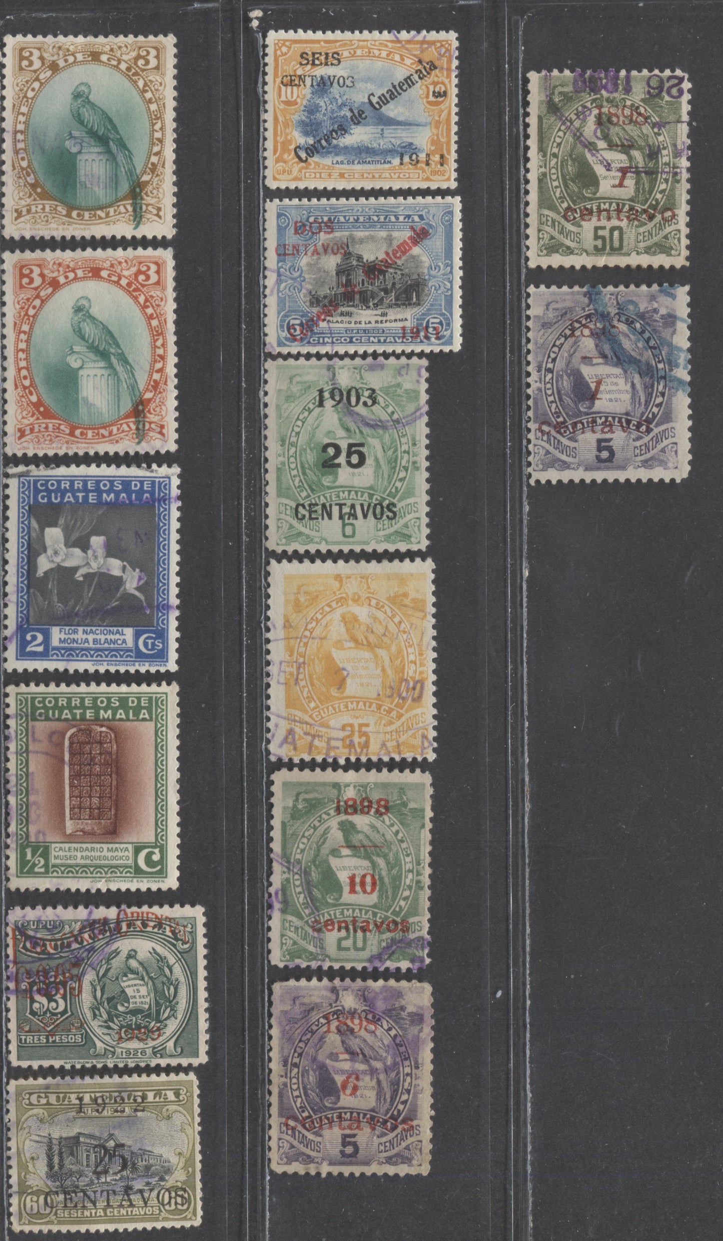 Lot 311 Guatemala SC#75/295 1898-1939 Various Issues, 14 Fine/Very Fine Used Singles, Click on Listing to See ALL Pictures, 2022 Scott Classic Cat. $36.75 USD