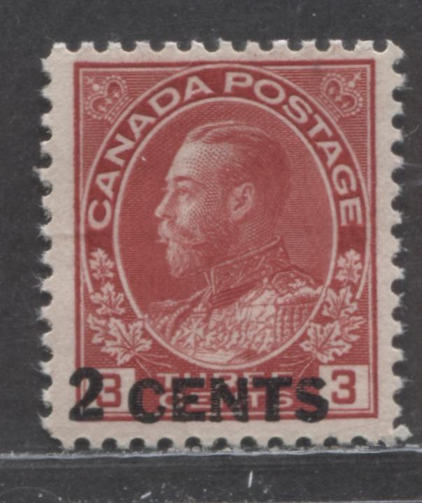 Lot 34 Canada #139 2c On 3c Carmine King George V, 1926 Admiral Provisional Issue, A FNH Single, Die 1