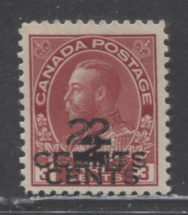 Lot 36 Canada #140b 2c On 3c Carmine King George V, 1926 Admiral Provisional Issue, A FNH Single With Triple Surcharge