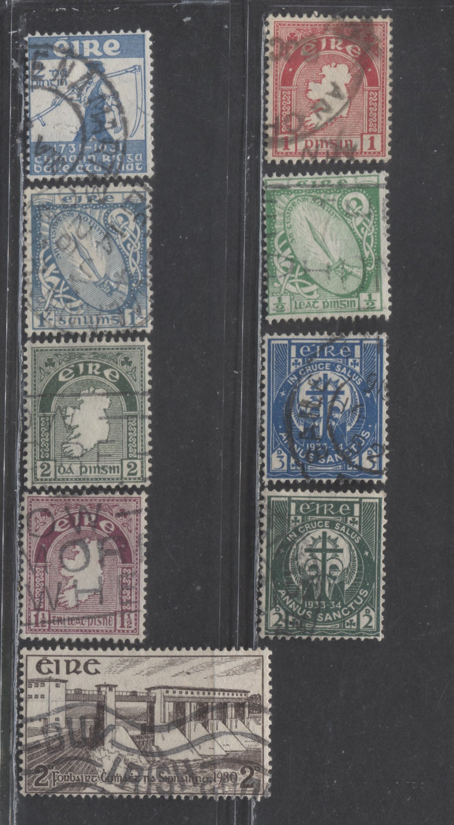 Lot 370 Ireland SC#65/89 1922-1923 Definitives & Commemoratives, 9 Fine/Very Fine Used Singles, Click on Listing to See ALL Pictures, 2022 Scott Classic Cat. $35.55 USD