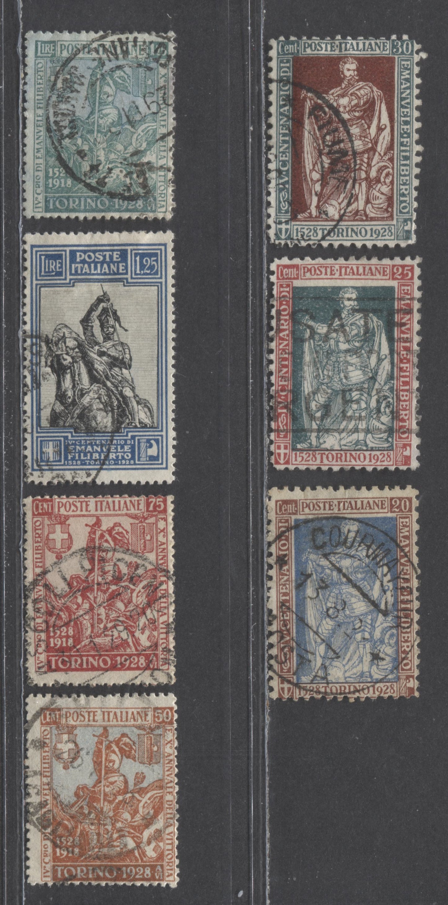 Lot 391 Italy SC#201-207 1928 Emmanuel Philibert, 7 Fine Used Singles, Click on Listing to See ALL Pictures, Estimated Value $50 USD
