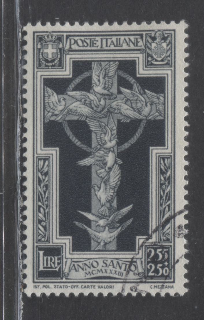 Lot 397 Italy SC#314 2.25L + 2.50L Slate Blue 1933 Order Of Holy Sepulcher Of Jerusalem, A Very Fine Used Example, Click on Listing to See ALL Pictures, 2022 Scott Classic Cat. $240 USD