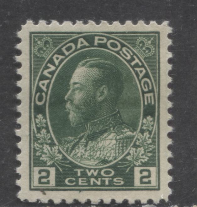 Lot 40 Canada #107i 2c Deep Green King George V, 1911-1925 Admiral Issue, A VFOG Single With A Retouched Frameline, Wet Printing