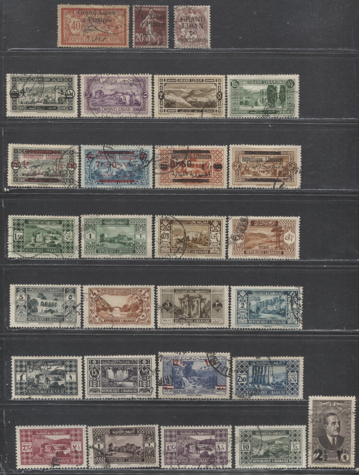 Lot 441 Lebanon SC#1/154 1924-1937 Definitives, 27 Fine/Very Fine Used Singles, Click on Listing to See ALL Pictures, 2022 Scott Classic Cat. $41.4 USD