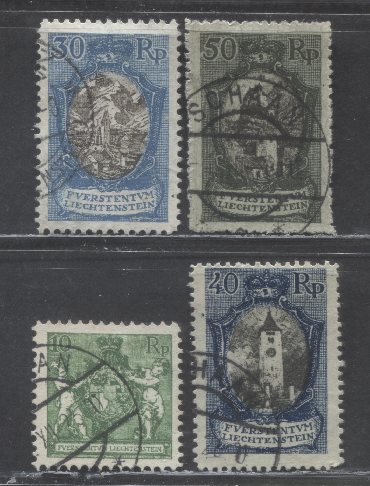 Lot 449 Liechtenstein SC#59/61 1921 Definitives, 4 Fine/Very Fine Used Singles, Click on Listing to See ALL Pictures, 2022 Scott Classic Cat. $38.5 USD