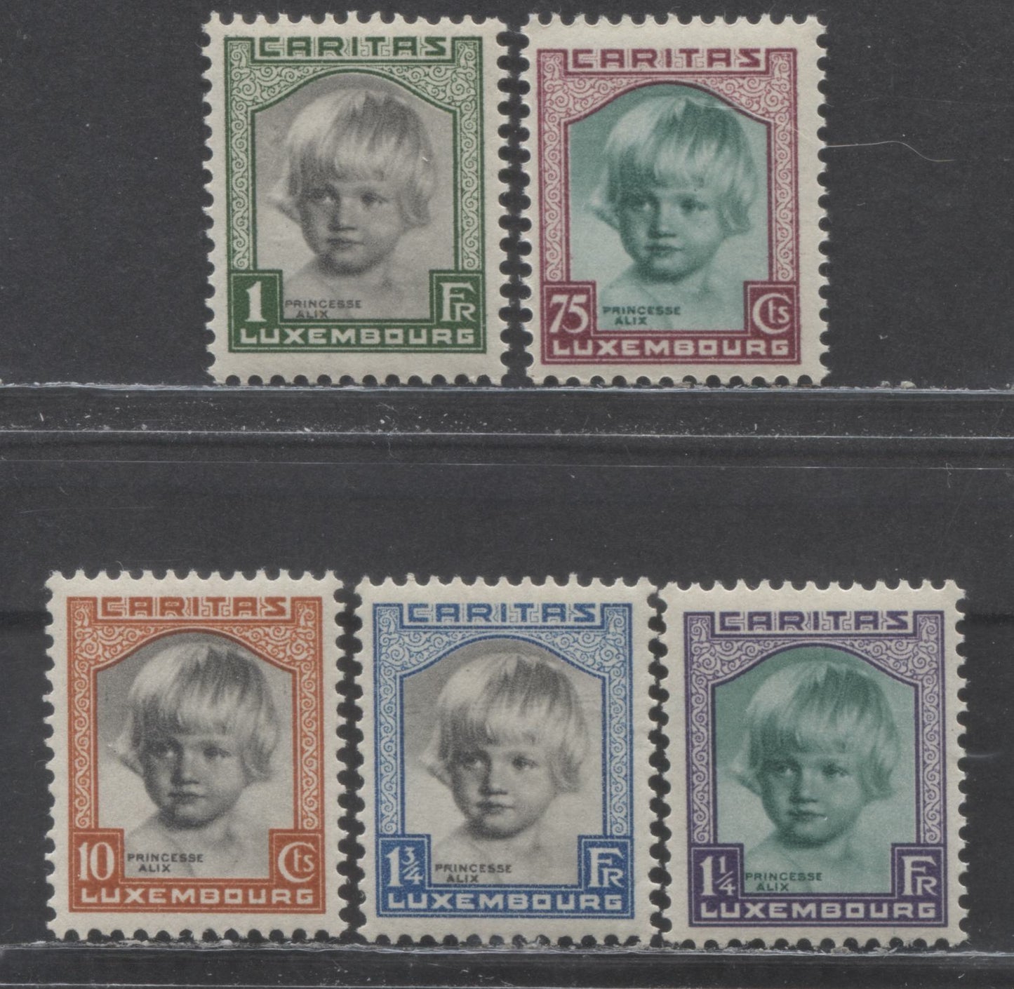Lot 460 Luxembourg SC#B45-B49 1931 Princess Alix Semi Postals, 5 F/VFNH Singles, Click on Listing to See ALL Pictures, 2022 Scott Classic Cat. $85 USD