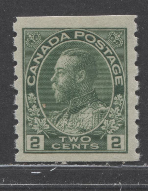 Lot 46 Canada #128ii 2c Green King George V, 1912-1924 Admiral Coil Issue, A VFNH Coil Single With A Redrawn Frameline, Dry Printing, Perf 8 Vertical, Light Fingerprint On Gum