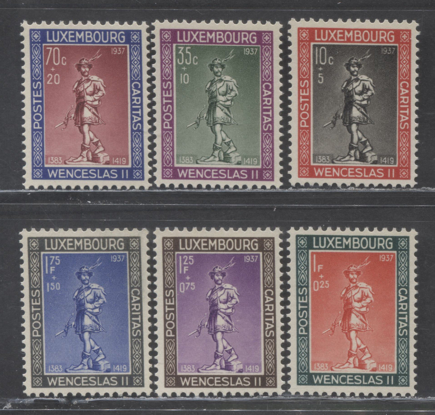 Lot 463 Luxembourg SC#B79-B84 1937 Wenceslas II Semi Postals, 6 VFNH Singles, Click on Listing to See ALL Pictures, 2022 Scott Classic Cat. $20 USD