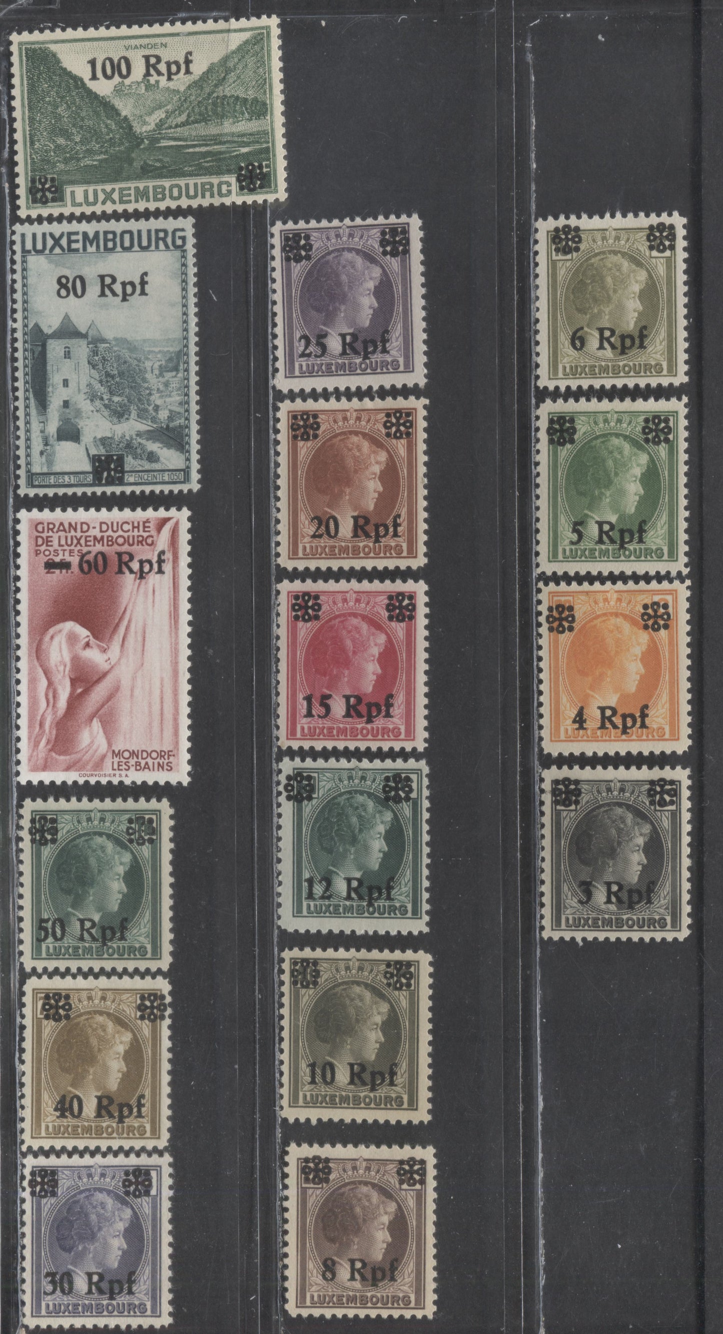 Lot 493 Luxembourg SC#N17-N32  1940, 16 F/VF OG Singles, 2022 Scott Classic Cat. $5.75 USD, Click on Listing to See ALL Pictures