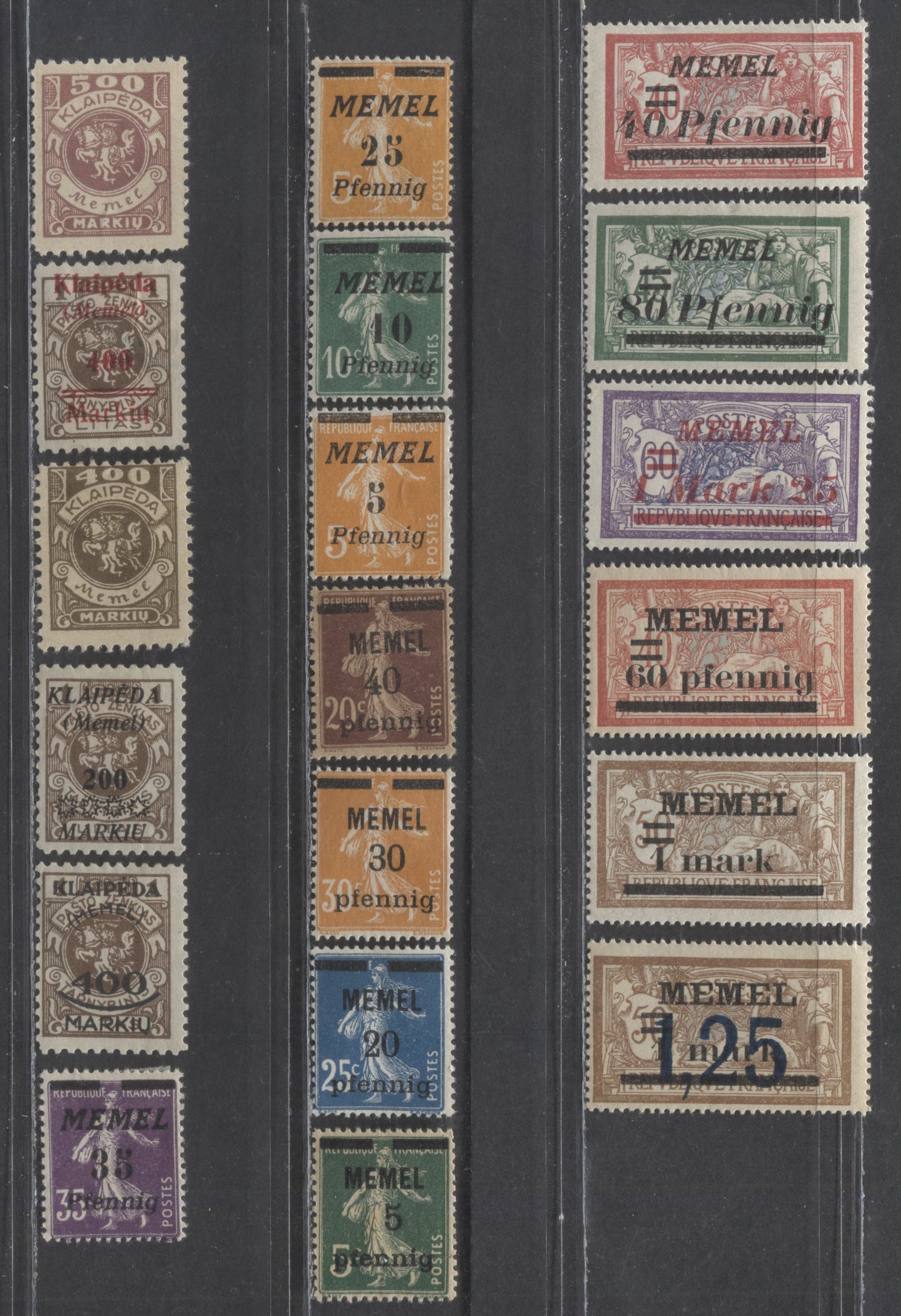 Lot 505 Memel SC#18/N26  1920-1923, 20 F/VF OG Singles, 2022 Scott Classic Cat. $19.8 USD, Click on Listing to See ALL Pictures