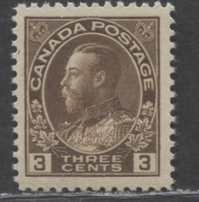 Lot 55 Canada #108c 3c Brown King George V, 1911-1925 Admiral Issue, A VFNH Single With A Redrawn Frameline, Dry Printing