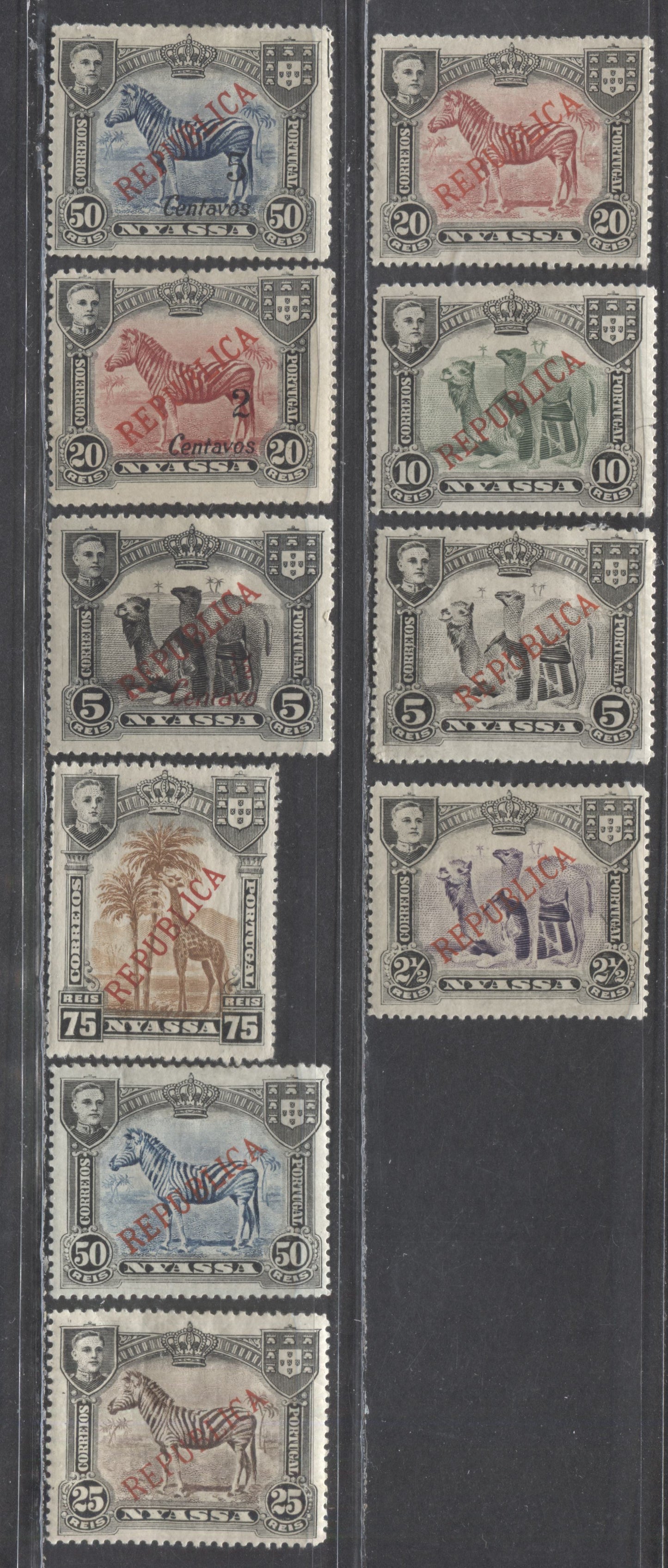Lot 560 Nyassa SC#51/101 1911-1921 Republica and London Surcharges, 10 F/VF OG and Unused Singles, Click on Listing to See ALL Pictures, 2022 Scott Classic Cat. $18.8 USD