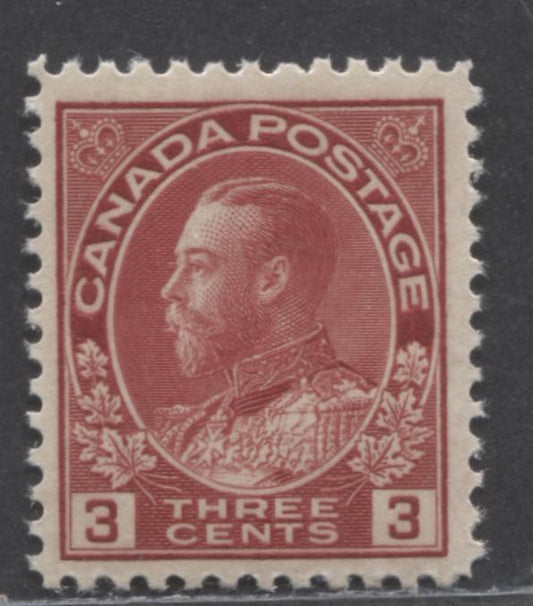 Lot 68 Canada #109 3c Carmine Red King George V, 1911-1925 Admiral Issue, A FNH Single, Die 1, Dry Printing